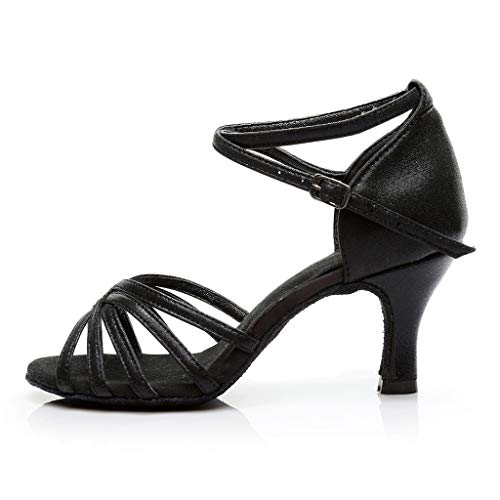 Pumps Damen Schwarz Riemchen, Hochzeit Salsa Elegant Tango Tanzübung Schuhe Absatz Offene Zehe Party Moderne Latein Pumps Professionelle Performance Cha-Cha Tanzübung Ballsaal von CCOOfhhc