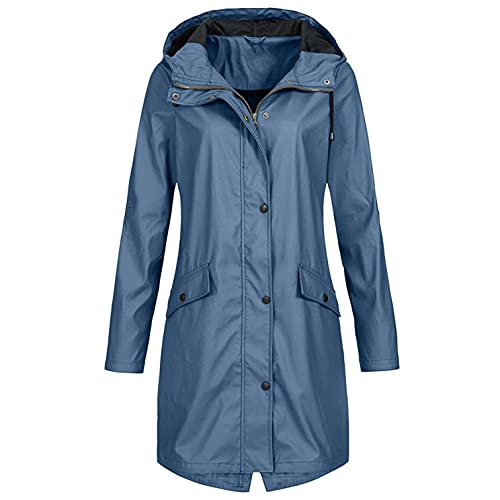 Regenjacke Damen Wasserdicht Atmungsaktiv mit Kapuze Leicht Winddicht Regenmantel Fahrrad Große Größen Wanderjacke Funktionsjacke Übergangsjacke Damenjacken Frühjahr Herbst Lange Outdoorjacke von CCOOfhhc