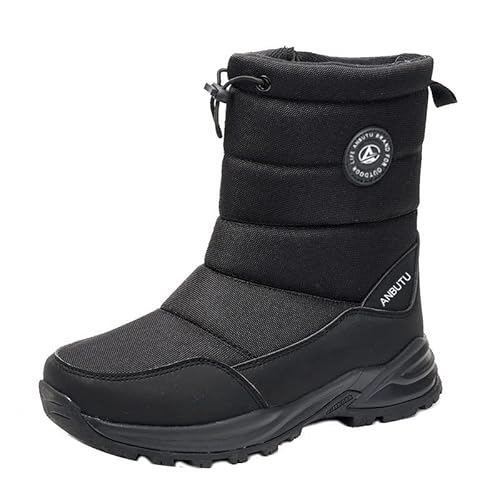 Stiefeletten Herren Schwarz Mit Absatz Elegant Rutschfest Wasserdicht Winterstiefel Schneestiefel Gefüttert Leichte Arbeitsschuhe Winter Flache Wanderschuhe Flach Warme Stiefel Boots Schlupfstiefel von CCOOfhhc