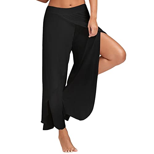 Stoffhose Damen Sommer Leicht Elegant Pumphose Locker Freizeithose Fitness Yogahosen Aladinhose Lang Strandhosen Weiche Harem Hohe Taille Sommerhose Workout Boho Hippie Weites Bein Yoga Hosen von CCOOfhhc