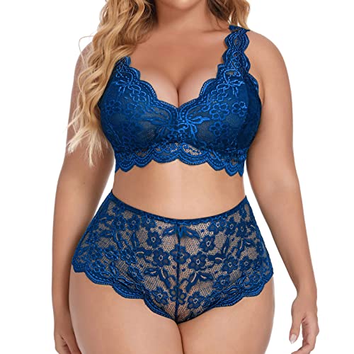 Strapsen Dessous Set GroßE GrößEn Spitzen Sexy Dessous-Set Hoch Taillierte Riemchen Reizwäsche Träger Erotisch Nachtwäsche Bra Push Up Unterwäsche Bralette und Panty 2-teiliges Lingerie Negligee von CCOOfhhc