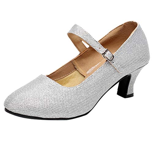 Tanzschuhe Damen Latein Geschlossen Absatz Geschlossener Latein Cha-Cha Schuhe Tanzübung Party Walzer Soziale Riemchenpumps Party Sandale Tango Moderne Plateau Professionelle Ballsaal von CCOOfhhc