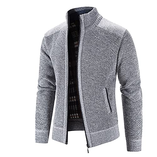 Trachtenjacke Herren Strick Übergang Kaputze Strickjacke Cardigan Fleece-gefüttert Stricken FreizeitStrickpullover Gestrickt Outdoor Wintermantel Strick-Jacke Freizeitjacke Pullover Kapuzenpuiil von CCOOfhhc