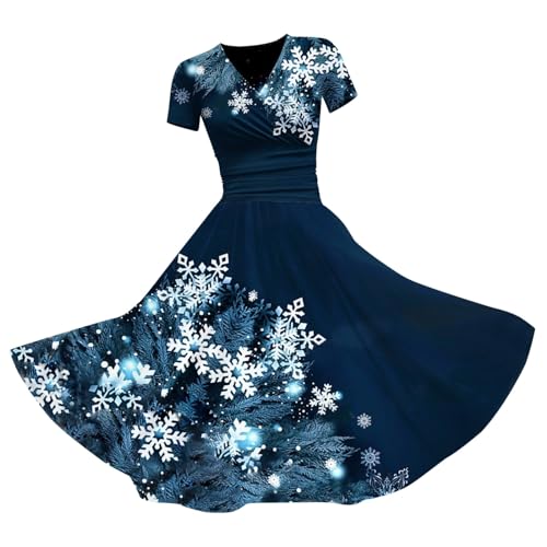 Vintage Kleider Damen Kurzarm Winter Faltenrock Mode Hochzeit Partykleid Rockabilly Party A-Linie 60er Jahre Kleider Weihnachtskleid Cocktail Festlich Elegant Vintage 50er Jahre Abendkleid von CCOOfhhc