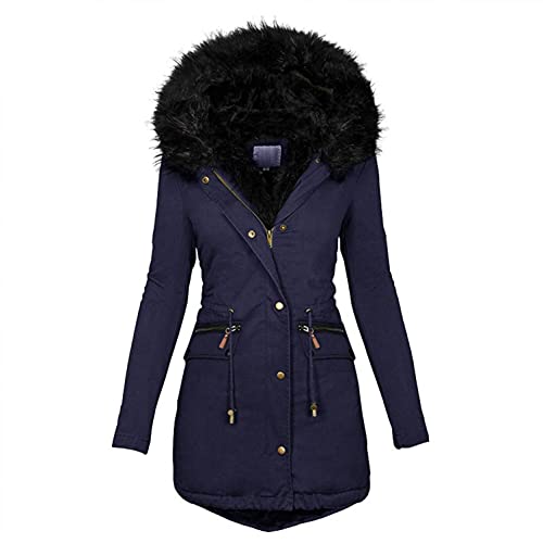 Winterjacken für Damen Große Größen Mantel Winter Elegant Lang Coat Wintermantel Dicker Warm Winddicht Wasserdicht Reißverschluss Winterparka mit Kapuze Einfarbig Parka Übergangsjacke Windbreaker von CCOOfhhc