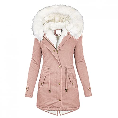 Wintermantel Damen Lang Elegant Warm Gefüttert Wasserdicht Winterparka Übergangsjacke Große Größen Winterjacke Kapuzenmantel Reisverschuss Übergangsmantel Parka Mit Kapuze Longjacke Übergangsparka von CCOOfhhc