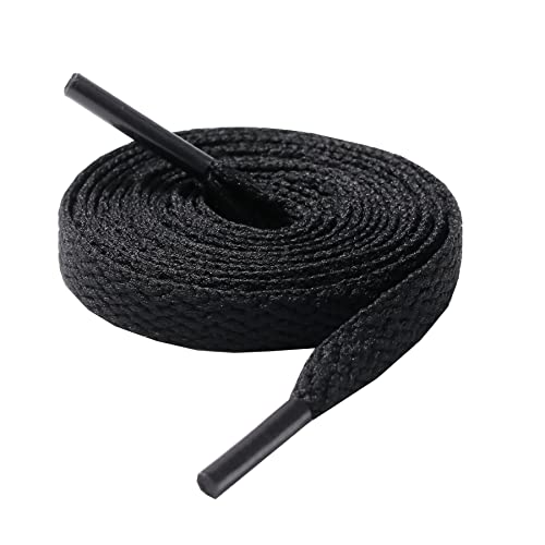 CCSOFTIME Schnürsenkel Schwarz 140cm Flach - 8mm Breite Sneaker Schuhbänder,Reißfest Flach Schuhband für Converse Turnschuhe Damen Herren,Ersatz Black Shoelaces von CCSOFTIME