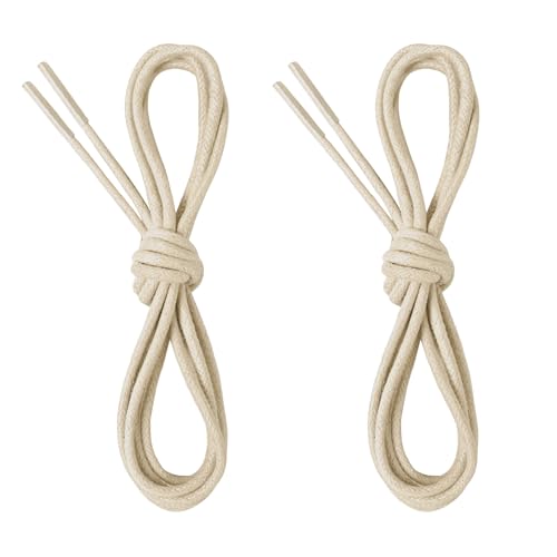 CCSOFTIME 2 Paar Business Schnürsenkel Beige Runde Gewachst Schuhbänder,Ø 2.5 mm Dünne Ersatz Oxford Schuhband für Damen Herren Anzugschuhe Lederschuhe Stiefel,Beige 60cm von CCSOFTIME