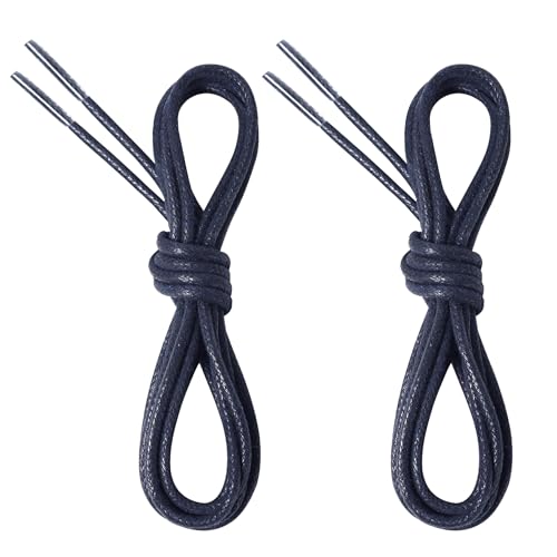CCSOFTIME 2 Paar Business Schnürsenkel Blau Runde Gewachst Schuhbänder,Ø 2.5 mm Dünne Ersatz Oxford Schuhband für Damen Herren Anzugschuhe Lederschuhe Stiefel,Dunkelblau,110cm von CCSOFTIME