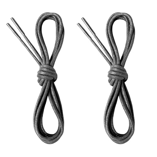 CCSOFTIME 2 Paar Business Schnürsenkel Grau Runde Gewachst Schuhbänder,Ø 2.5 mm Dünne Ersatz Oxford Schuhband für Damen Herren Anzugschuhe Lederschuhe Stiefel,Grau 130cm von CCSOFTIME
