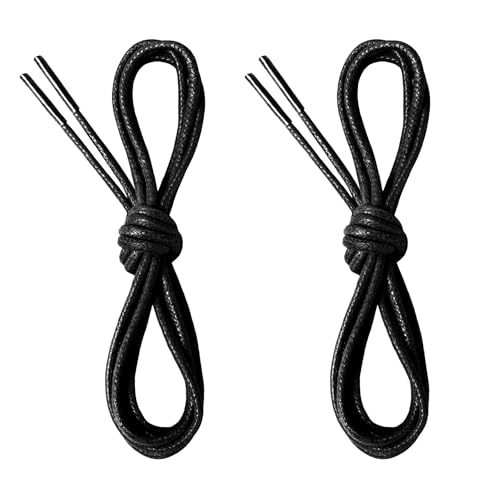 CCSOFTIME 2 Paar Business Schnürsenkel Schwarz Runde Gewachst Schuhbänder,Ø 2.5 mm Dünne Ersatz Oxford Schuhband für Damen Herren Anzugschuhe Lederschuhe Stiefel,Schwarz 110cm von CCSOFTIME