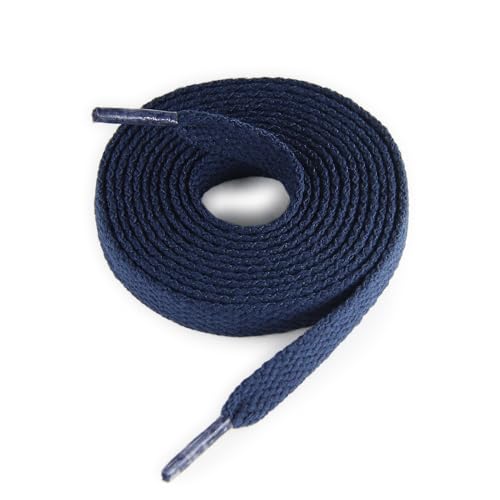 CCSOFTIME 2 Paar Schnürsenkel Blau Flach 8mm Breite Dunkelblau Schuhbänder für Converse Air force 1,Reißfest Navy Shoelaces für Sneaker Sportschuhe Turnschuhe Damen Herren Kinder Schuhe,180cm von CCSOFTIME