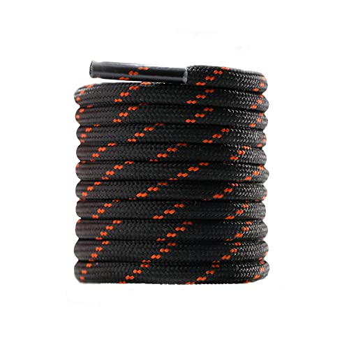 CCSOFTIME 2 Paar Schnürsenkel Rund für Stiefel Wanderschuhe Arbeitsschuhe Trekkingshcuhe Reißfeste Ersatz Schuhbänder 4mm Dicke Outdoor Boots Shoe Laces für Herren Damen,Schwarz/Braun 120cm von CCSOFTIME