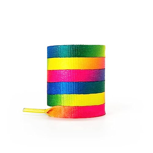 CCSOFTIME Bunte Schnürsenkel Flach 8mm Breite Sneaker Schuhbänder Regenbogen Pastell für Sportschuhe Turnschuhe Converse Air Force Ersatz Rainbow Shoelaces für Damen Herren Kinder,120CM von CCSOFTIME