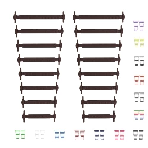 CCSOFTIME Gummi Schnürsenkel Ohne Binden für Kinder Erwachsene,Elastische Silikon Schuhbänder für Sneaker,Sportschuhe,Laufschuhe und Freizeitschuhe,Braun von CCSOFTIME