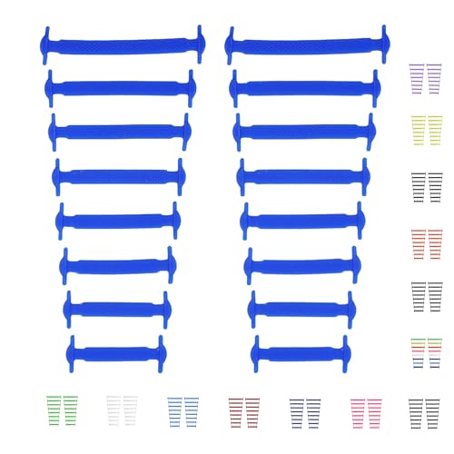 CCSOFTIME Gummi Schnürsenkel Ohne Binden für Kinder Erwachsene,Elastische Silikon Schuhbänder für Sneaker,Sportschuhe,Laufschuhe und Freizeitschuhe,Königsblau von CCSOFTIME