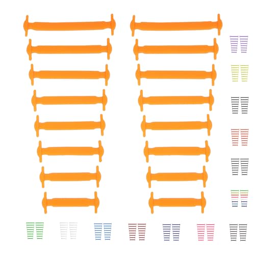 CCSOFTIME Gummi Schnürsenkel Ohne Binden für Kinder Erwachsene,Elastische Silikon Schuhbänder für Sneaker,Sportschuhe,Laufschuhe und Freizeitschuhe,Orange von CCSOFTIME