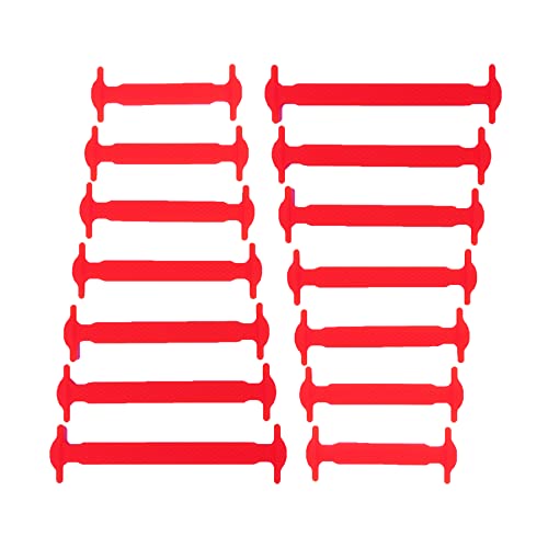 CCSOFTIME Gummi Schnürsenkel ohne Binden für Kinder,Wasserdichte Silikon Flache Elastische Schnürsenkel für Sneaker Stiefel Brettschuhe und Freizeitschuhe Rot von CCSOFTIME