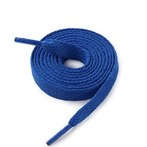 CCSOFTIME Schnürsenkel Blau Flach 8mm Breite Schuhbänder für Sneakers Sportschuhe Turnschuhe Converse Air Force 1,Reißfest Ersatz Royal Blue Shoelaces für Damen Herren Kinder,75cm von CCSOFTIME