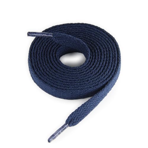 CCSOFTIME Schnürsenkel Blau Flach 8mm Breite Dunkelblau Schuhbänder für Converse Air force 1,Reißfest Navy Shoelaces für Sneaker Sportschuhe Turnschuhe Damen Herren,160cm von CCSOFTIME