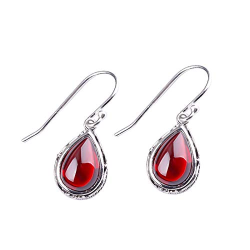 925 Sterling Silber Ohrringe,Ohrstecker Silber Damen Ohrringe Einfache Schmuck Mode Wassertropfen Granatapfel Rot Anti-Allergie Persönlichkeit Weihnachtsgeschenke Schön von CCSYM