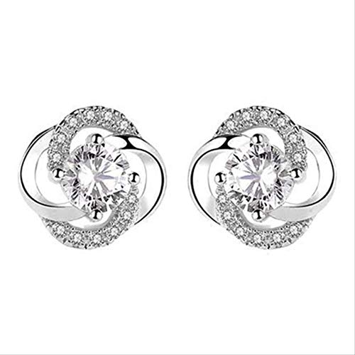 925 Sterling Silber Ohrringe,Ohrstecker Silber Ohrringe Weiblichen Vierblättrigen Kleeblatt Voller Diamant Temperament Modeschmuck Einfache Persönlichkeit Geschenk Urlaub Anti-Allergie Schön Ohrringe von CCSYM