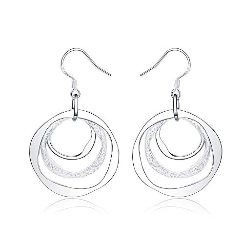 925 Sterling Silber Ohrringe Damen Mädchen Ohrstecker,Charms Women Lady Hochzeitsgeschenke Silber Farbe Charm Circles Dangle Ohrringe Für Frauen Mädchen Schmuck Einzigartigen Glanz Zeitlos Und Klassis von CCSYM