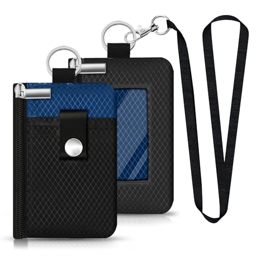 CCUMI Minimalistische RFID-blockierende kleine Geldbörse mit Ausweisfenster, wasserabweisend, Reißverschluss, Ausweishülle mit Umhängeband, Schlüsselanhänger für Karten, Bargeld, Reisen, Damen, Herren CCUMI Minimalistische RFID-blockierende kleine Geldbörse mit Ausweisfenster, wasserabweisend, Reißverschluss, Ausweishülle mit Umhängeband, Schlüsselanhänger für Karten, Bargeld, Reisen, Damen, Herren von CCUMI