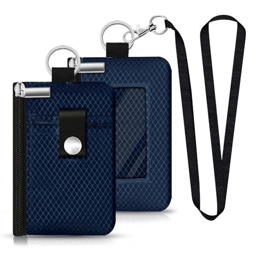 CCUMI Minimalistische RFID-blockierende kleine Geldbörse mit Ausweisfenster, wasserabweisend, mit Reißverschluss, Ausweishülle mit Umhängeband, Schlüsselanhänger für Karten, Bargeld, Reisen, Damen von CCUMI