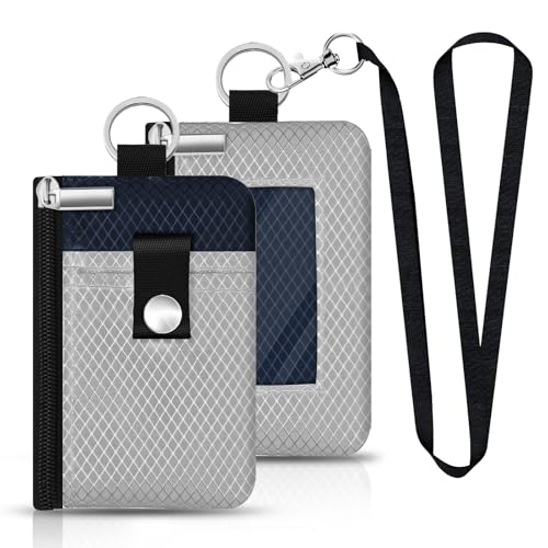 Minimalistische RFID-blockierende kleine Geldbörse mit Ausweisfenster, wasserabweisend, Reißverschluss, Ausweishülle mit Umhängeband, Schlüsselanhänger für Karten, Bargeld, Reisen, Damen, Herren Minimalistische RFID-blockierende kleine Geldbörse mit Ausweisfenster, wasserabweisend, Reißverschluss, Ausweishülle mit Umhängeband, Schlüsselanhänger für Karten, Bargeld, Reisen, Damen, Herren von CCUMI