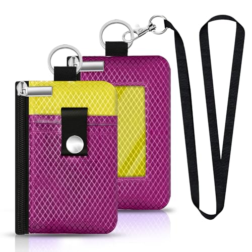 Minimalistische RFID-blockierende kleine Geldbörse mit Ausweisfenster, wasserabweisend, Reißverschluss, Ausweishülle mit Umhängeband, Schlüsselanhänger für Karten, Bargeld, Reisen, Damen, Herren Minimalistische RFID-blockierende kleine Geldbörse mit Ausweisfenster, wasserabweisend, Reißverschluss, Ausweishülle mit Umhängeband, Schlüsselanhänger für Karten, Bargeld, Reisen, Damen, Herren von CCUMI