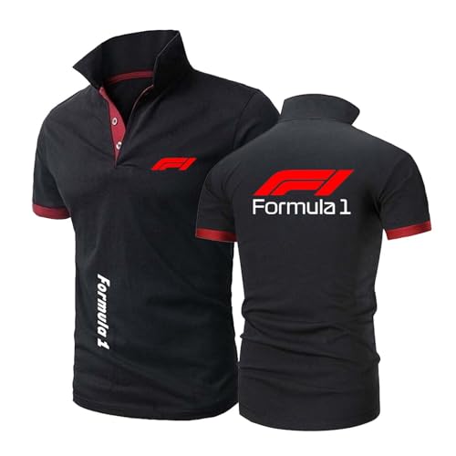 Herren-Poloshirts In Kollisionsfarbe Für F.1 Halblange Ärmel Schlichtes T-Shirt Mit Schmaler Passform Weiche Knöpfe Activewear-Aufdruck Kurzärmliges-HeiS+HongS||x_l von CCVQPF