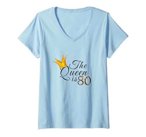 Damen 80. Geburtstag Party The Queen is 80 Geschenkideen für Sie T-Shirt mit V-Ausschnitt Damen 80. Geburtstag Party The Queen is 80 Geschenkideen für Sie T-Shirt mit V-Ausschnitt von CCXLIII Awesome Collection TT90