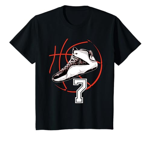 Kinder Basketballschuhe Sport 7. Geburtstag Party Geschenk 7 Junge Mädchen T-Shirt Kinder Basketballschuhe Sport 7. Geburtstag Party Geschenk 7 Junge Mädchen T-Shirt von CCXLIV Awesome TT95