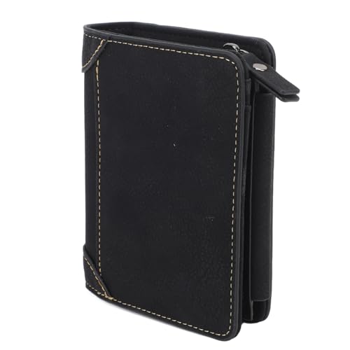 CCYLEZ Kurze Herren-Geldbörse, Dreifach Gefaltetes Reißverschluss-Design, PU-Leder, Herren-Geldbörse mit Mehreren Fächern Als (Black) von CCYLEZ