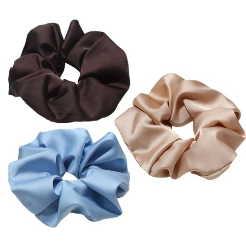 3 Stück haarband mädchen zopfgummis hair bun weiche Schlaf-Haargummis dicke haargummi mädchen haar accessoire starker Halt elastische haargummis-Trikolore A-1 Count (Pack of 3) von CCYXFB