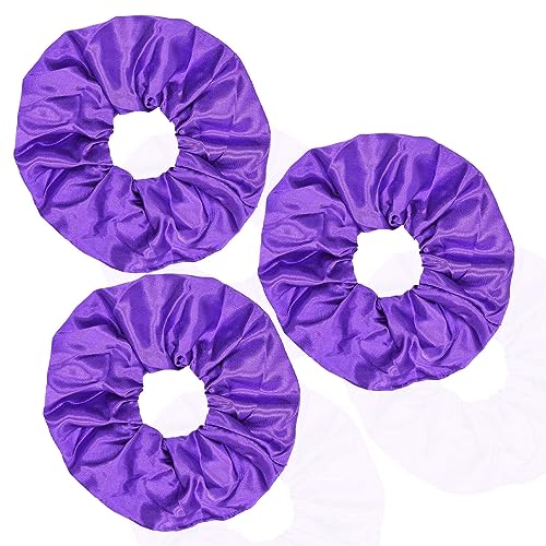 3 Stück Haarband Mädchen Zopfgummis Hair Bun Weiche Schlaf-Haargummis dicke Haargummi Mädchen Haar Accessoire Starker Halt Elastische Haargummis-dunkellila-1 Count (Pack of 3) von CCYXFB