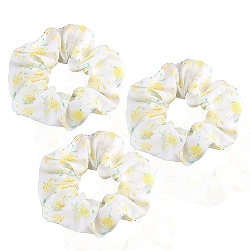 3 Stück Haarband Mädchen Zopfgummis Hair Bun Weiche Schlaf-Haargummis dicke Haargummi Mädchen Haar Accessoire Starker Halt Elastische Haargummis-hellgelb-1 Count (Pack of 3) von CCYXFB