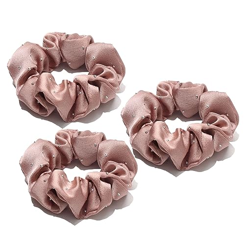 3 Stück Haarband Mädchen Zopfgummis Hair Bun Weiche Schlaf-Haargummis dicke Haargummi Mädchen Haar Accessoire Starker Halt Elastische Haargummis-hellrot-1 Count (Pack of 3) von CCYXFB