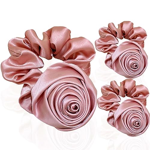 3 Stück Haargummis Satin Scrunchie Seide Scrunchies Set Elastische Haargummis Mädchen Zopfgummis Haarclips Hair Bun Groß Women-D-1 Count (Pack of 3) von CCYXFB