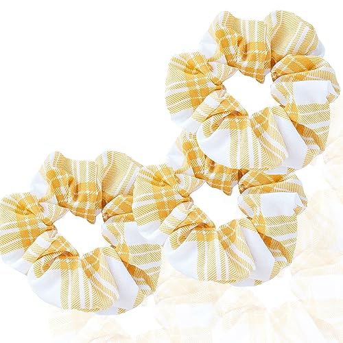 3 Stück Haargummis Satin Scrunchie Seide Scrunchies Set Elastische Haargummis Mädchen Zopfgummis Haarclips Hair Bun Groß Women-gelb-1 Count (Pack of 3) von CCYXFB