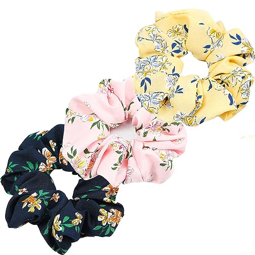 3 Stück Scrunchies Seide dicke Haargummi Seide Hair Bun Elastische Haargummi Weiche Schlaf-Haargummis Satin Scrunchie Zopfgummis Haarbänder Mädchen Satin Haargummi-B-1 Count (Pack of 3) von CCYXFB