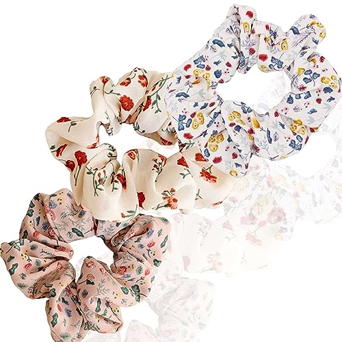 3 Stück Scrunchies Seide dicke Haargummi Seide Hair Bun Elastische Haargummi Weiche Schlaf-Haargummis Satin Scrunchie Zopfgummis Haarbänder Mädchen Satin Haargummi-Trikolore B-1 Count (Pack of 1) von CCYXFB