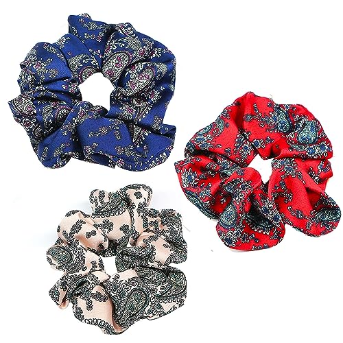 3 Stück Scrunchies Seide dicke Haargummi Seide Hair Bun Elastische Haargummi Weiche Schlaf-Haargummis Satin Scrunchie Zopfgummis Haarbänder Mädchen Satin Haargummi-Trikolore B-3 Count (Pack of 3) von CCYXFB