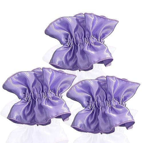 3 Stück Scrunchies Seide dicke Haargummi Seide Hair Bun Elastische Haargummi Weiche Schlaf-Haargummis Satin Scrunchie Zopfgummis Haarbänder Mädchen Satin Haargummi-Violett-1 Count (Pack of 3) von CCYXFB