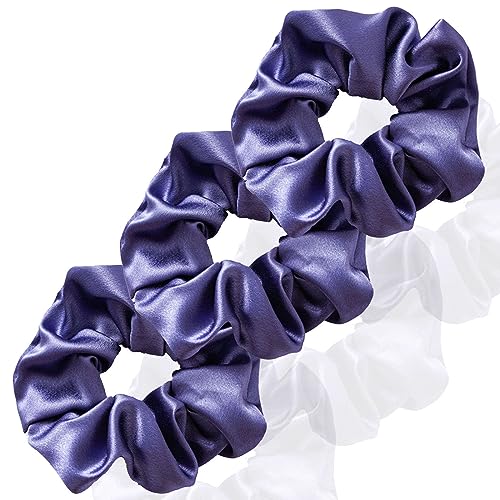 3 Stück Scrunchies Seide dicke Haargummi Seide Hair Bun Elastische Haargummi Weiche Schlaf-Haargummis Satin Scrunchie Zopfgummis Haarbänder Mädchen Satin Haargummi-Violett-3 count von CCYXFB