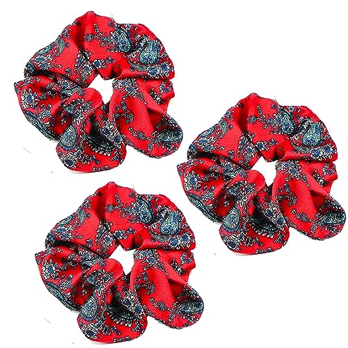 3 Stück Scrunchies Seide dicke Haargummi Seide Hair Bun Elastische Haargummi Weiche Schlaf-Haargummis Satin Scrunchie Zopfgummis Haarbänder Mädchen Satin Haargummi-rot-3 Count (Pack of 3) von CCYXFB