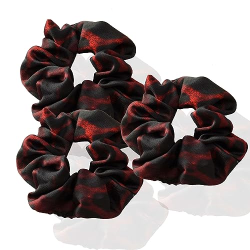 3 Stück Scrunchies Seide dicke Haargummi Seide Hair Bun Elastische Haargummi Weiche Schlaf-Haargummis Satin Scrunchie Zopfgummis Haarbänder Mädchen Satin Haargummi-Dunkelrot-10 5CM von CCYXFB