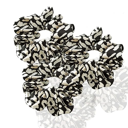 3 Stück Scrunchies Seide dicke Haargummi Seide Hair Bun Elastische Haargummi Weiche Schlaf-Haargummis Satin Scrunchie Zopfgummis Haarbänder Mädchen Satin Haargummi-schwarz und weiß B-10 5CM von CCYXFB