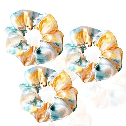 3 Stück haarband mädchen zopfgummis hair bun weiche Schlaf-Haargummis dicke haargummi mädchen haar accessoire starker Halt elastische haargummis-Gelbgrün-1 Count (Pack of 3) von CCYXFB